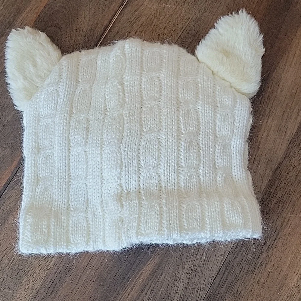 Jeanne Simmons Cable Knit Bear Beanie Hat